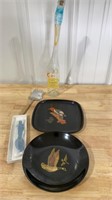 Star Wars spoon, melted bottle, Couroc plates