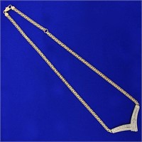 Italian Made Round and Baguette Diamond Necklace i