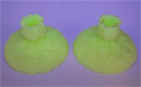 2 Fenton Custard Uranium Glass Candle Holders