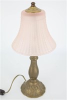 Vintage Sarsaparilla Brass Lamp with Pink Shade