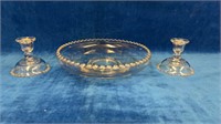 Imperial Candlewick Console Bowl & Candlesticks