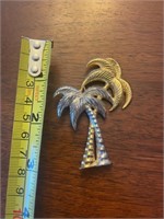 Large palm tree sterling silver brooch