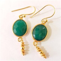 $100 Silver Green Agate Earrings