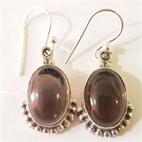 $160 Silver Smokey Quartz Earrings