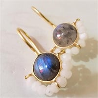 $120 Silver Labradorite Moonstone Earrings