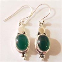 $120 Silver Green Agate Earrings