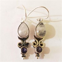 $100 Silver Moonstone Iolite Earrings