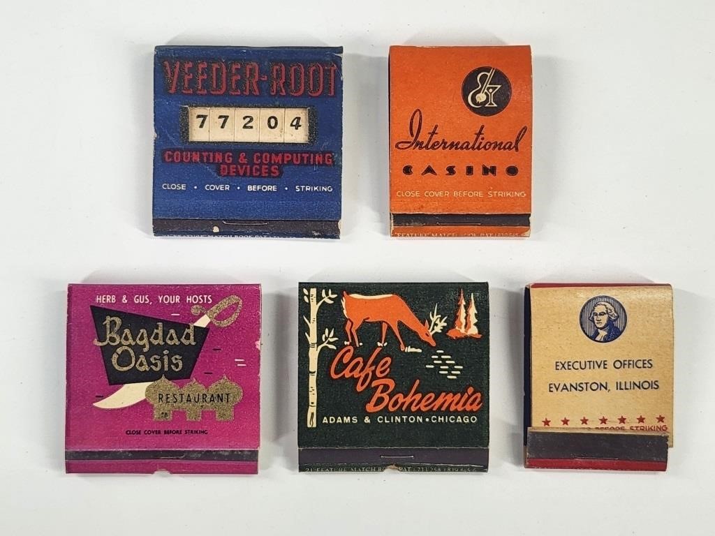 5) VINTAGE ADVERTISING FEATURE MATCHBOOKS