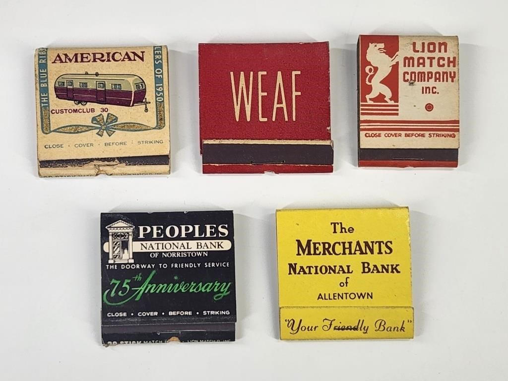 5) VINTAGE ADVERTISING FEATURE MATCHBOOKS