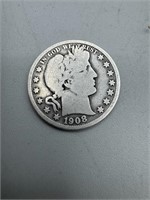 1908-D Silver Barber Half Dollar