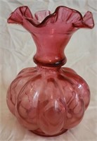 Pink Fenton ruffled edge vase