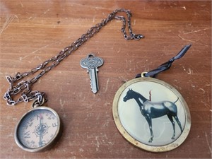 Vintage Compass. Blue Moon horse medallion.