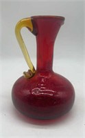 Vintage 1960's Amberina Hand Blown Crackle Glass,