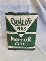 Vintage Quality Plus Motor Oil Advertising Can