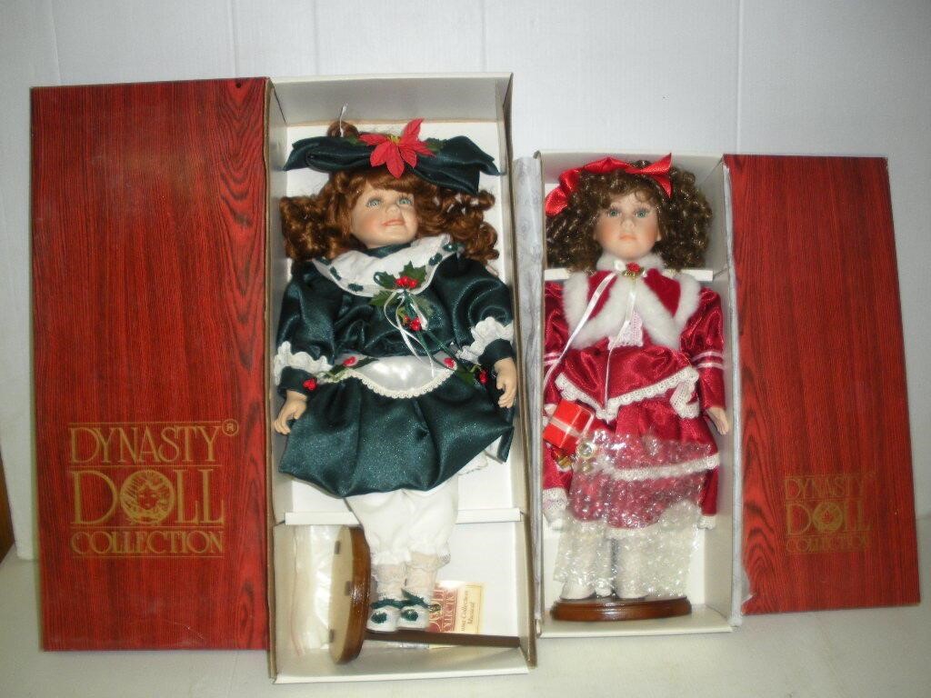 (2) Dynasty Porcelain Dolls  20 inches tall