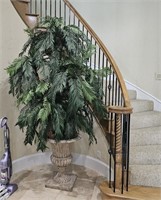LARGE 8 Ft Tall Silk Tree Plant In Urn Planter