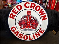 3.6ft Round Porcelain Red Crown Gasoline Sign