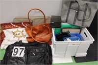 Tub w/ Purses ~ Bags ~ Other Items