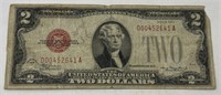 (V) 1928 $2 Red Seal US Note Two Dollar Bill