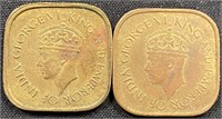 1944 - Ceylon 5 cents coins