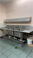 Stainless Steel 3 Bay Commercial Sink & Shelf