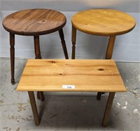 3 PC PINE SIDE TABLES ASSORTED