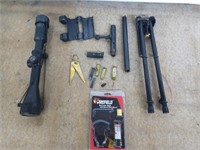 GUN PARTS ,SCOPE, BARREL SIZER, LASER SIGHT