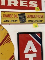 Atlas oil can sign red and yellow 8 x 28
