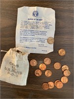 Miniature  Bank Bag Lincoln Pennies