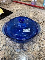 Pyrex blue covered dish