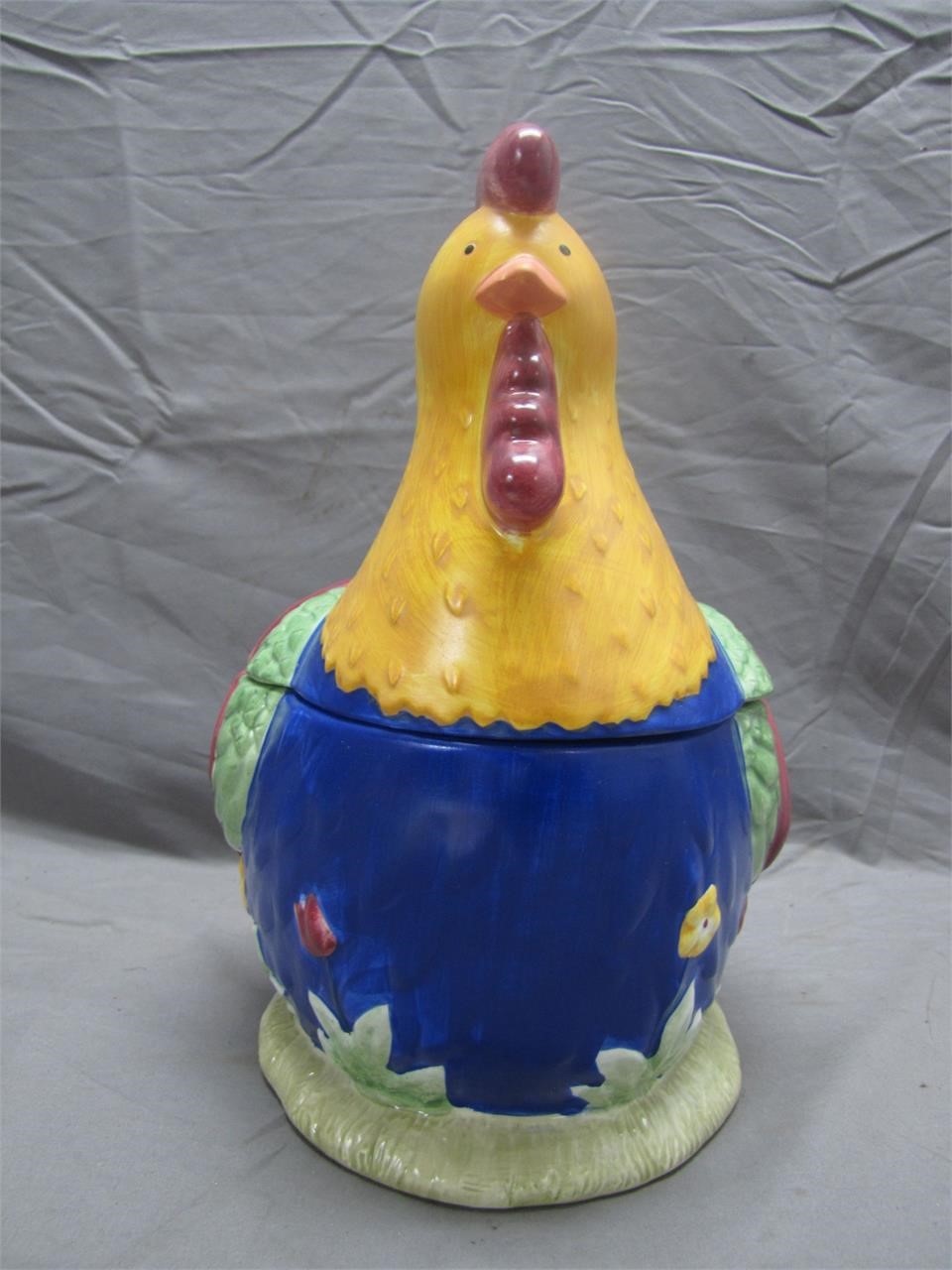 Vintage Rooster and Baby Chick Ceramic Cookie Jar