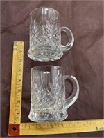 (2) vintage crystal glass mugs