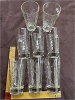 MCM glass dots drinking glasses lot of 8