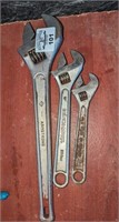 Trio of adjustable wrenches