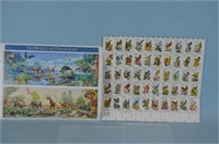 Sheet of Dinosaur and Sheet of Birds Stamps