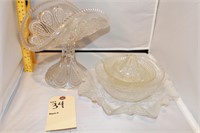 Antique glass dish and decor