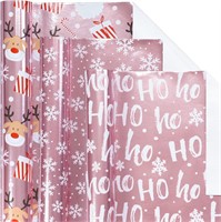 LeZakaa Christmas Wrapping Paper Mini Roll  Pink M