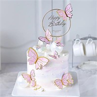 20Pcs Butterfly Cake Decorations Happy Birthday