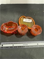Amber colored glass items