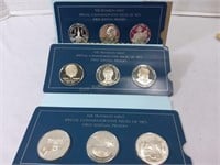(9) Franklin Mint Silver Medals - (3) Packages