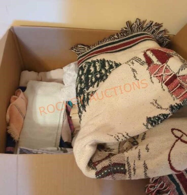 Misc. linen box lot ( blankets, washcloths and