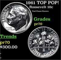 Proof 1961 Roosevelt Dime TOP POP! 10c Graded pr70