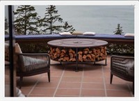 Round Smokeless Fire Table With Wood Storage