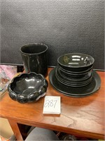 VTG planter and black dishes