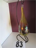 14.5" Tall Art Deco Blown Glass Ornament with