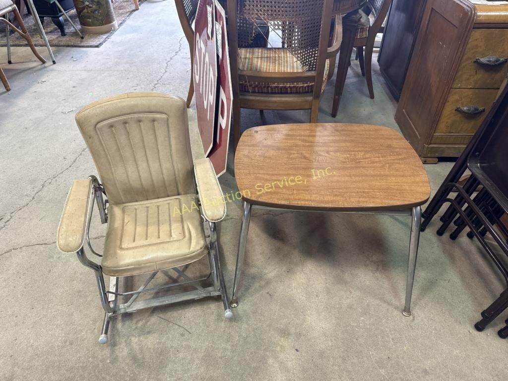 Mid century laminate & steel accent table,