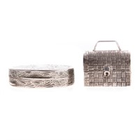 Pair of vintage silver pill boxes