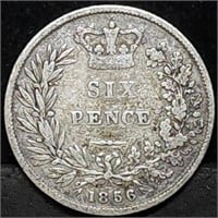 1856 Queen Victoria Silver Six Pence