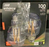 2pk Feit 100W LED Enhance Light Bulbs