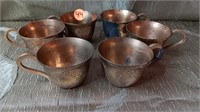 Set Of Six Brass tea Cups